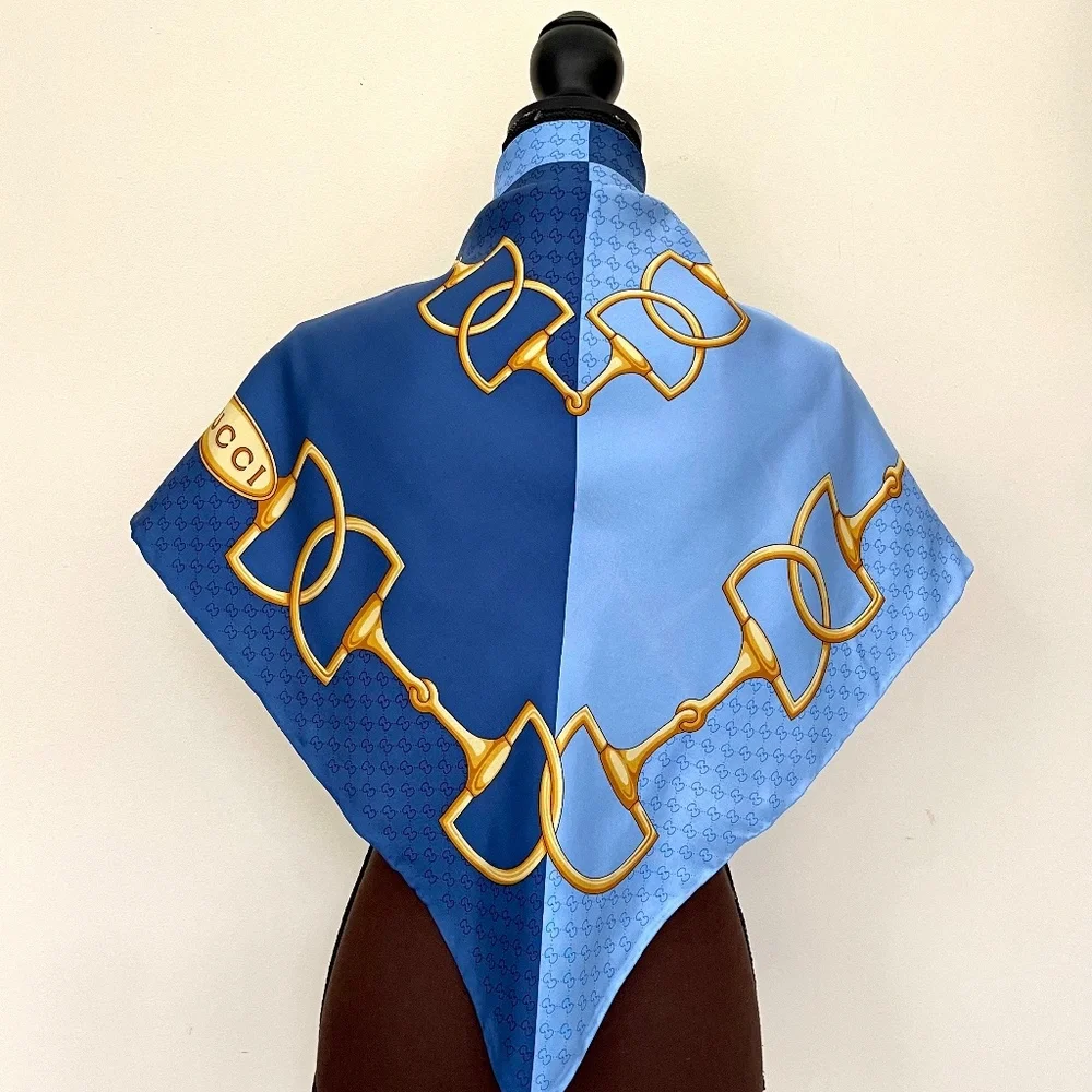 New Gucci Scarf Equestrian Horsebit Chain Silk Wrap with Gucci Gift Box